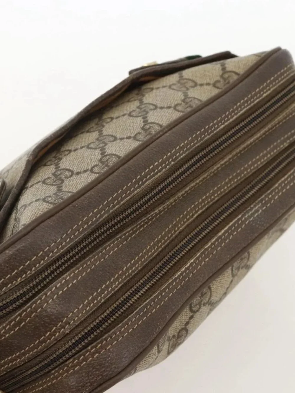 GUCCI GG Supreme Web Sherry Line Shoulder Bag PVC Beige 66 02 049 Auth 175721